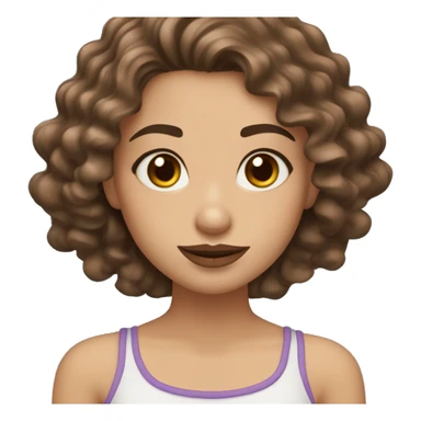 Wavy brown hair girl with dimples long lashes and medium lips ￼ sticker
