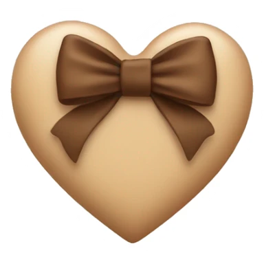 beige heart with a brown bow sticker