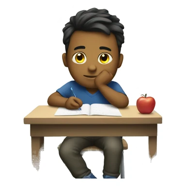 boy taking math test sticker