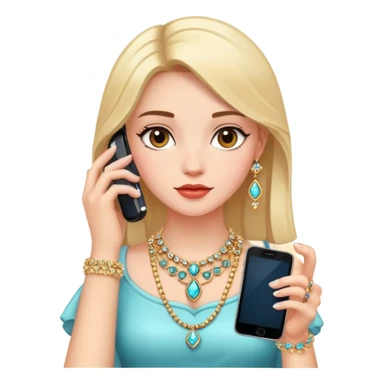 girl with phone and jewelry sticker