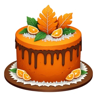 Two layer fall orange and brown cake adorned with overflowing raw crystals & leaves  sticker