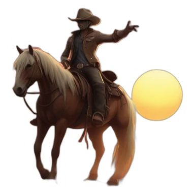 cowboy-on-zombie-horsie-waving-goodbye-in-an-apocalyptic-sunset sticker