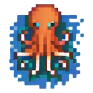 Colorful squid swimming in the ocean sticker