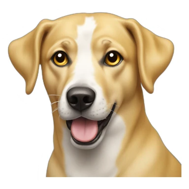 yellow cartonish pub dog with two big and black eyes with a white shine and some little teths out of this mouth sticker