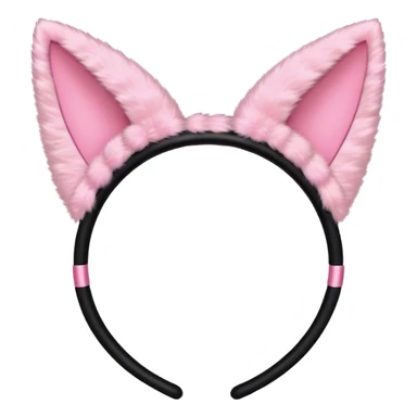 Black cat ears hair hoop with pink inside ears sticker