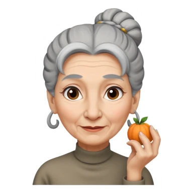 Old woman with long nose and gray hair in a bun sticker
