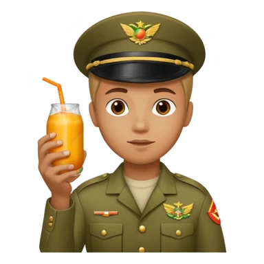 A military boy with a mango fanta in his hands sticker