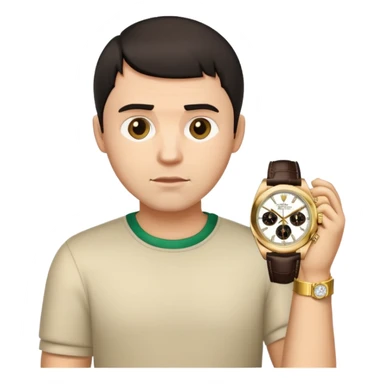 Make a dark hair Caesar with Rolex watches emoji sticker