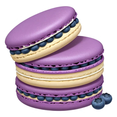 A macaron with purple cream and blueberries opened sticker