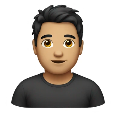 a boy fat with the hair for the shoulders and black hair sticker