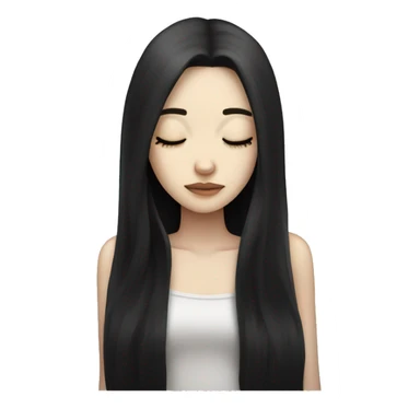 pale girl with long black hair sleeping  sticker