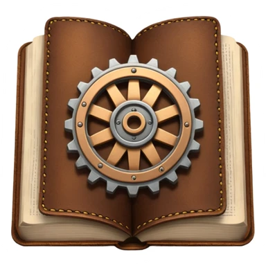 open book with a gear above it sticker