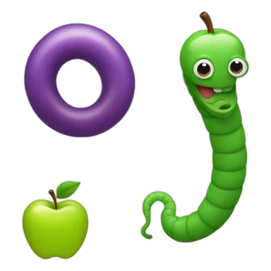  worm and apple sticker
