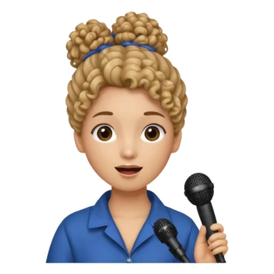 curly bunnie singing , holding mic sticker