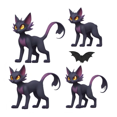 Black edgy Noivern-Litten-Sphynx-Lykoi-Caracal-cat-Fakemon full-body sticker