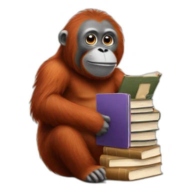 Seal orangutan with books sticker