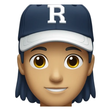 a navy baseball cap with a small white letter R on the front sticker