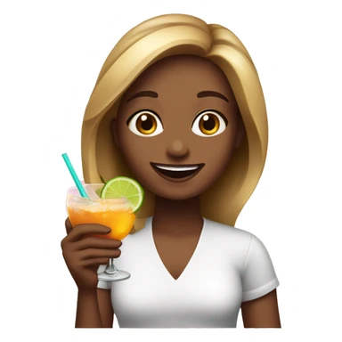 happy girl with cocktail sticker