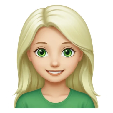 Long platinum blonde hair girl with green eyes  sticker