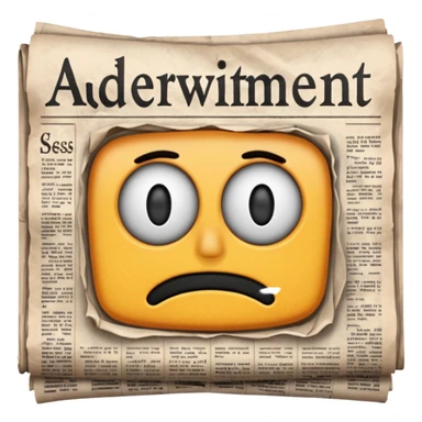 NEWSPAPER WITH BOLD LETTER PRINTED AS "advertisement "  sticker