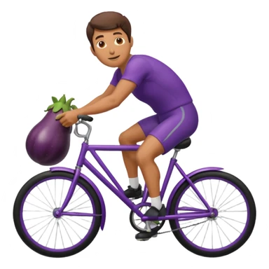 Guy riding a eggplant like a bicycle sticker