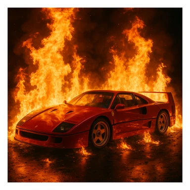 Ferrari F40 in fire sticker