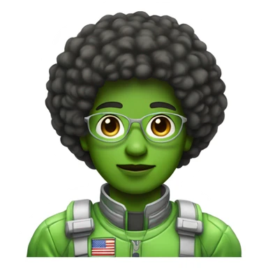 1 full-body Afro light-skinned skinned male teenager in a green space suit. sticker
