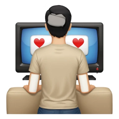 man with black hair seen from behind watching television sticker