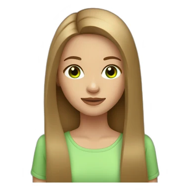 girl long straight hair light brown green eyes sticker