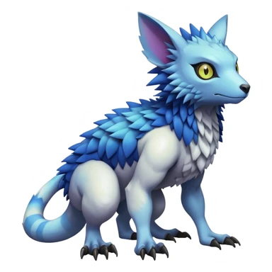  colorful warm modern cyber-Fakémon-Digimon-Trico-Vernid-creature (full body) sticker
