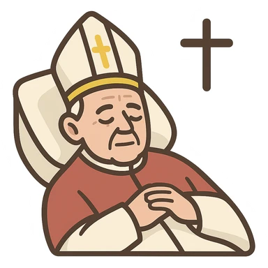 flat toon style respectful icon of a pope's passing sticker