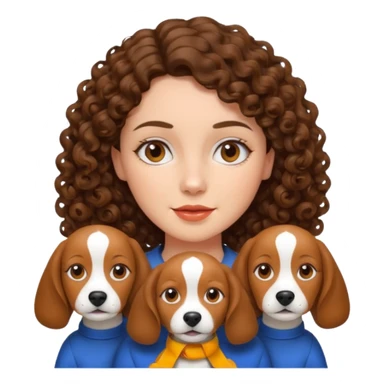 brunette curly hair woman with two beagles sticker