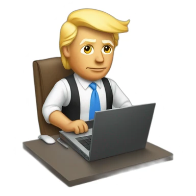 donald trump as a developer on a laptop sticker