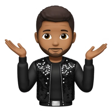 Usher with dark brown hair, black sequin tour outfit  sticker