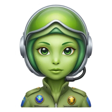 green alien reptilian woman pilot sticker