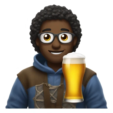 Friend with skies drink a beer  sticker