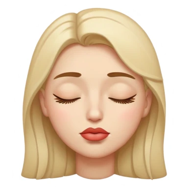 Flat closed eyes with one raised eyebrow with kissy lips sticker