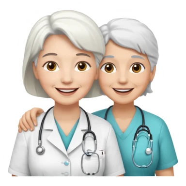 Quiero una imagen de cuidados paliativos una enfermera cuidando a una anciana sticker