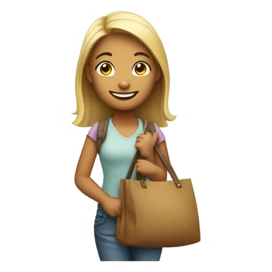 smiling girl with bag sticker