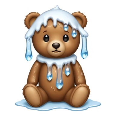 Teddy bear with icicles on her body  sticker