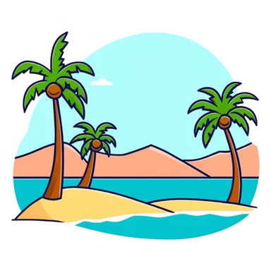 Palm trees and beach in Los Angeles sticker