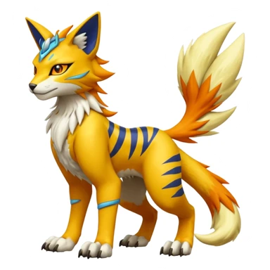 Vernid-Lombax-Koraidon-Renamon-Zeraora-Bastet-Fakémon-Digimon-fusion-creature, full body sticker