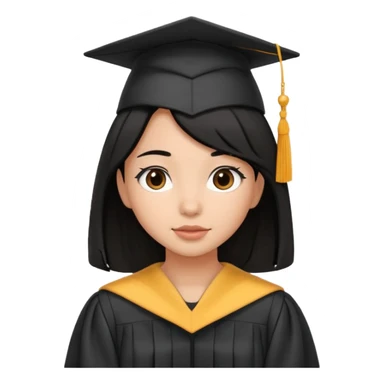 Black hair girl graduated sticker