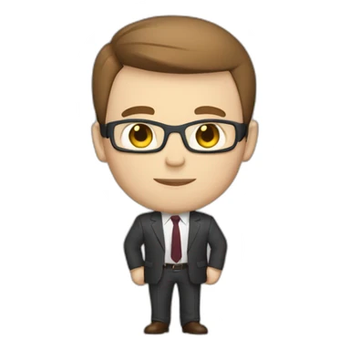 business man as hero brown short hair white skin full body sticker