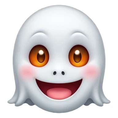 little cute ghost is smiling with blushed face, only face sticker