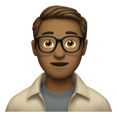 Book worm with short brown hair glasses sticker