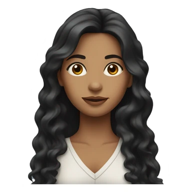 A woman with long wavy black hair And brown eyes sticker