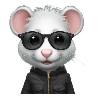 Un rat avec des lunettes et avec des cheveux noirs sticker