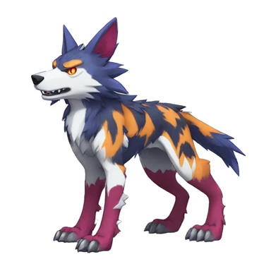  Cool Edgy Colorful Digimon-Fakemon-Wolf with edgy markings full body sticker