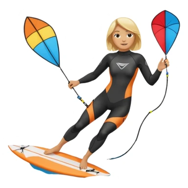 Kiteboarding blond ladie showing kite and board sticker
